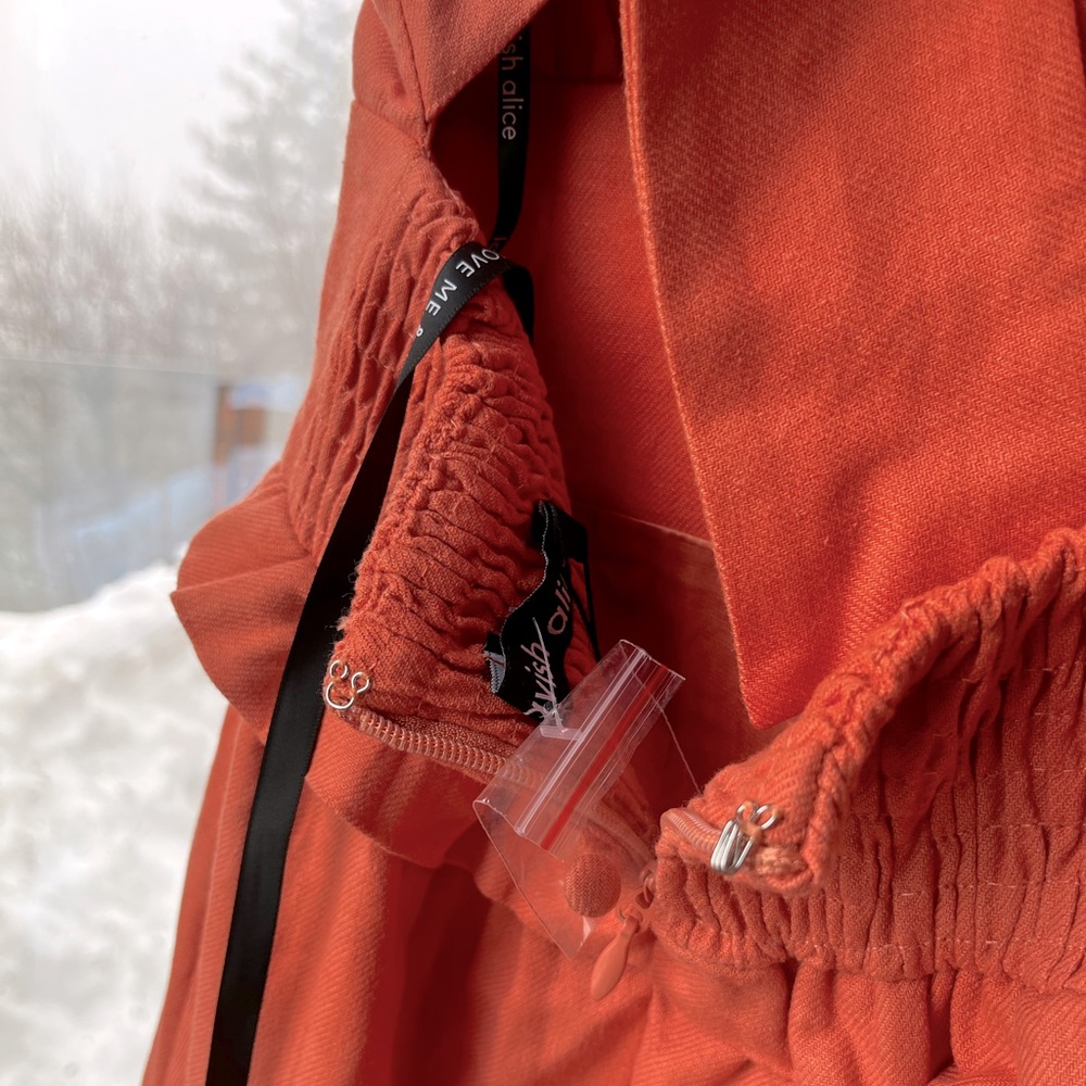Lavish Alice: Ruffled Tie Back Garden Spring Midi Dress in Coral Linen Blend - Picture 15 of 16